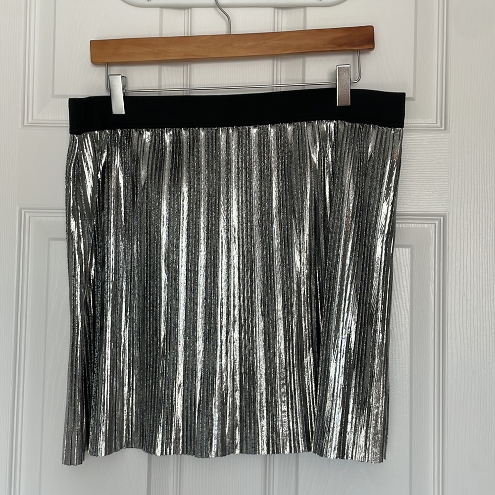 Pull & Bear metallic silver pleated skirt